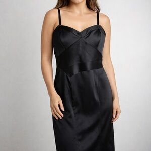 LBD black satin cocktail dress size 10 by Max & Cleo Like New Date Night